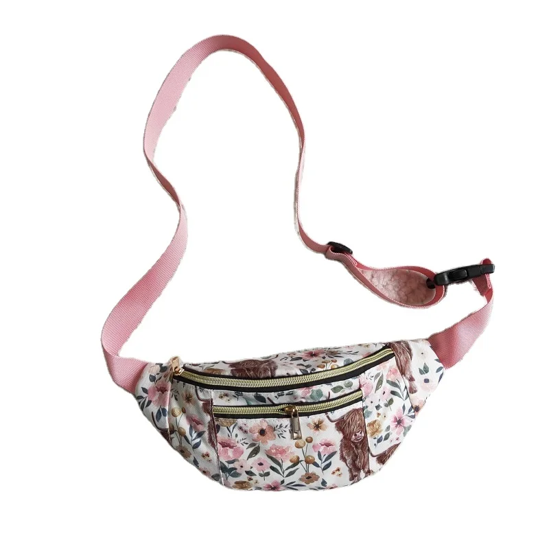 kids clothes RTS No MOQ High Quality Bags Fashion Style Cartoon heifer Print Pocket canvas material Waterproof Boutique