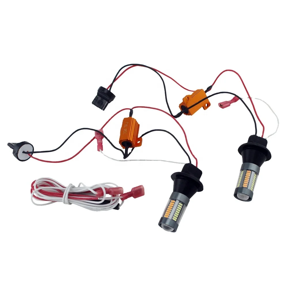  Автомобильные светодиодные дневные ходовые огни T20 1156 7440 Ba15s BAU15S 66SMD двухцветные переключаемые поворотные сигнальные лампы