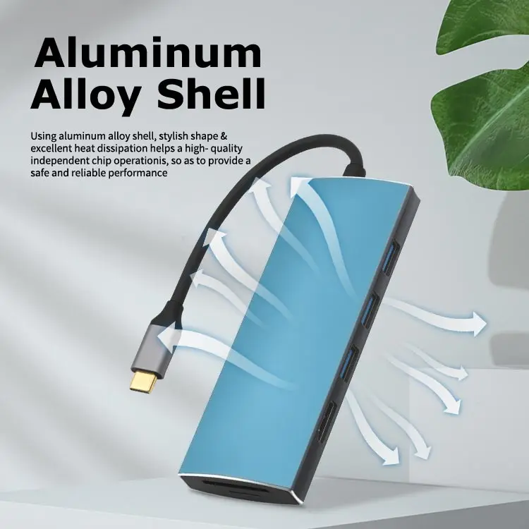 New Design Usb3.0 Port Hub 7 in 1 With 4K HD MI Output USB 3.0 *3 SD/TF Card Reader PD 87W Usb C Hub Adapter For Laptop Macbook