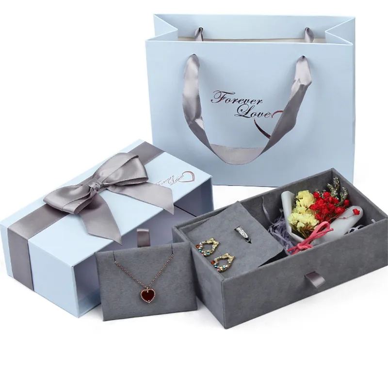 White  mens make up tie sets treasure packaging chest gift box with ribbon