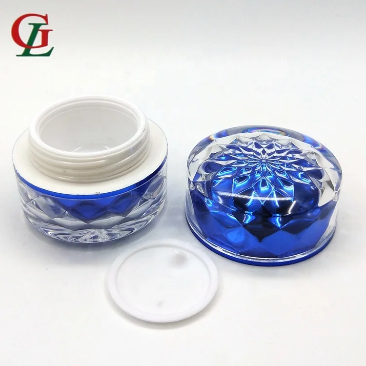 5G/10G transparent acrylic jar gemstone trial cosmetic container wave thick wall jar with inner bottle gold plating