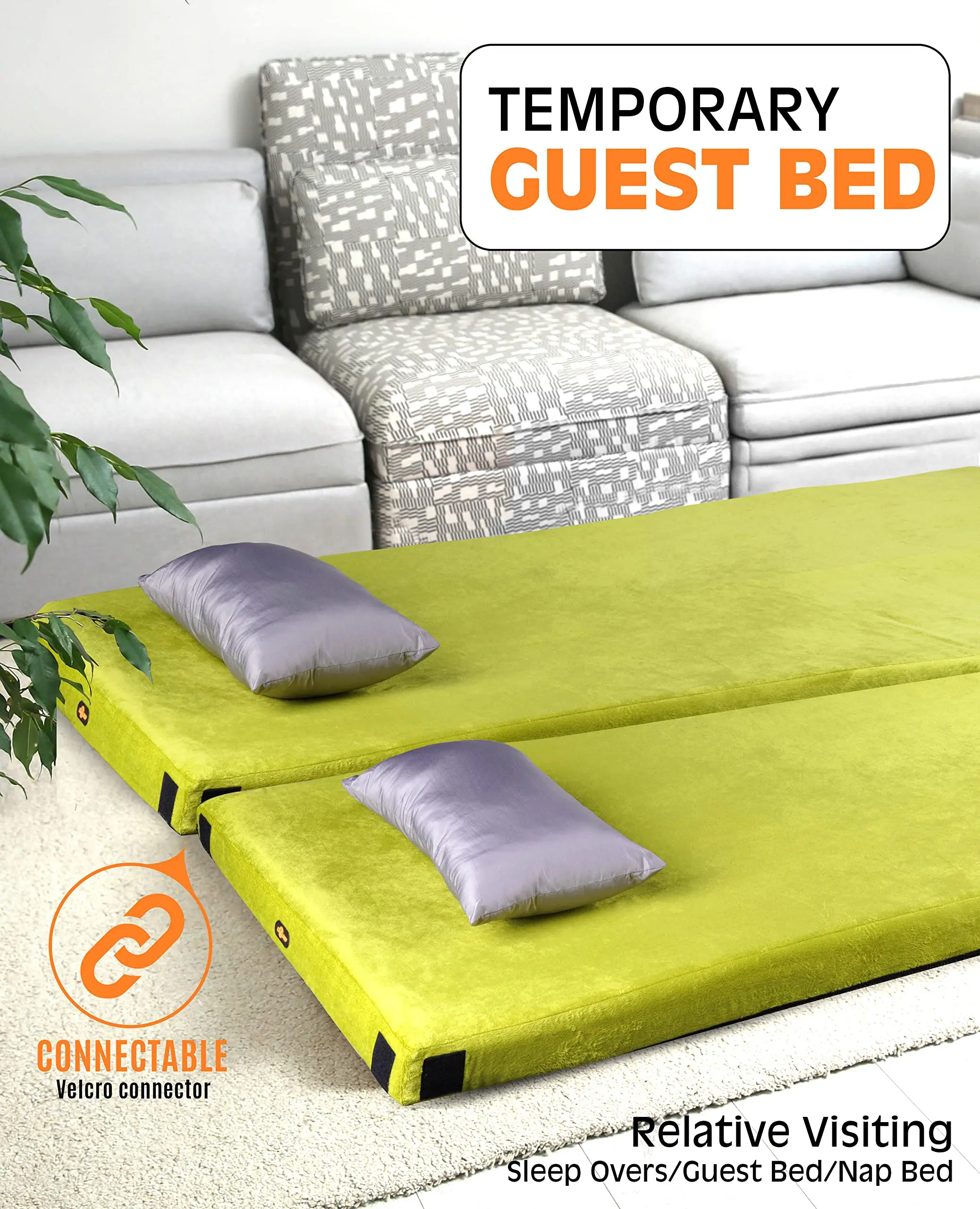 Thick Memory Foam Camping Mattress Sleeping Pad  3 Inch Portable Floor Mat Roll Up for Guests Kids Adult Sleepover