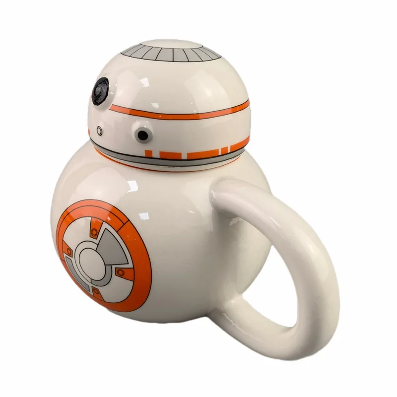 wholesale cartoon kid star 3D wars robot ceramic cup  BB-8 droid mug ceramic coffee mug  with lid