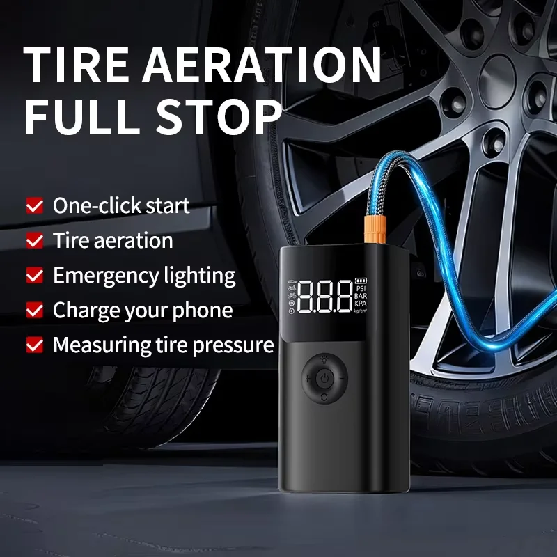 Emergency Automatic Jump Starter 12V  Portable Car Booster Start 25 times Power Bank Dead Battery Jumper with Air Compressor