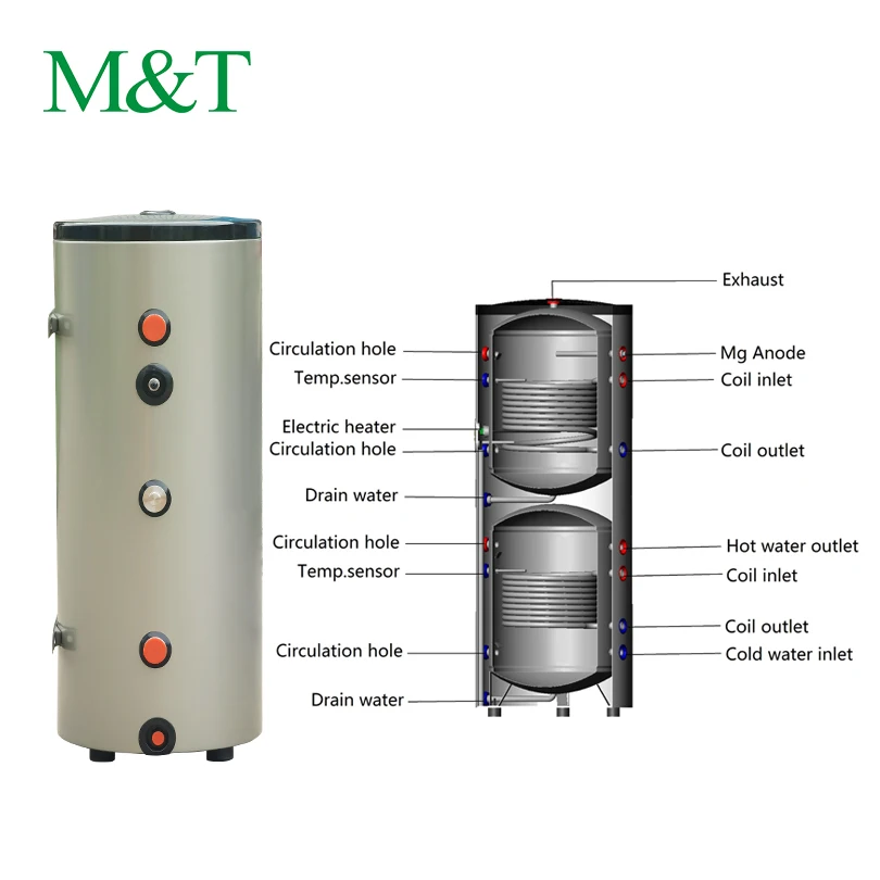 2 in 1 Domestic water floor heating tepelnych cerpadlech a heat pump water tank 6kw tankless water heater 100-1000L