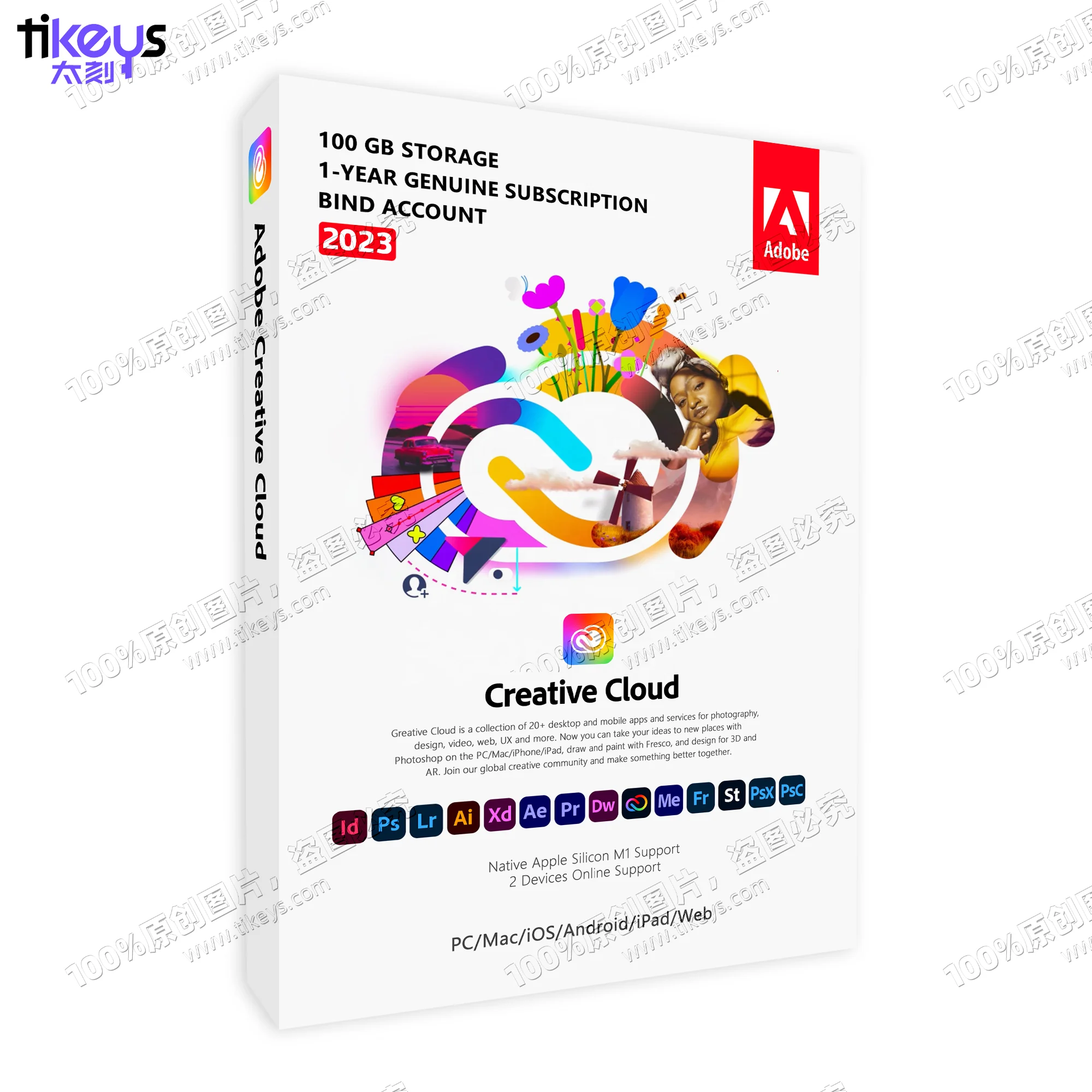 24/7 онлайн-2023 Adob Creative Cloud 1 год подписки подлинный оригинальный лицензионный ключ CC все