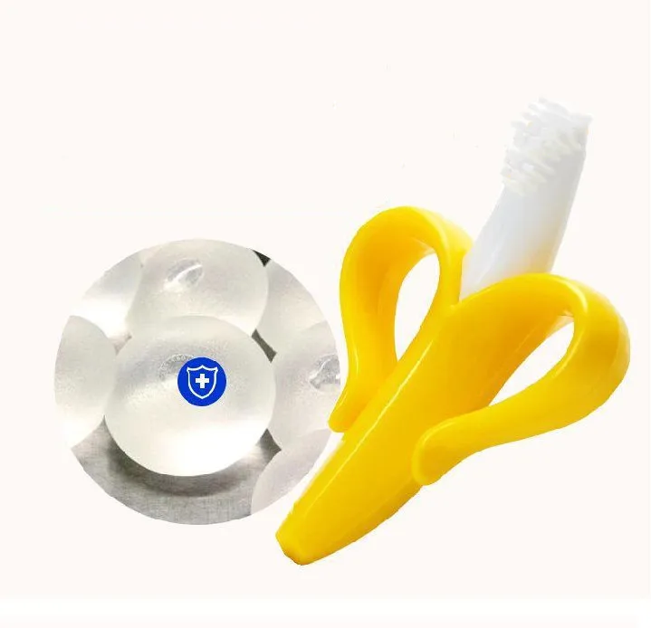 High Quality Baby Teether Toys BPA Banana Teething Ring Silicone Chew Dental Care Toothbrush