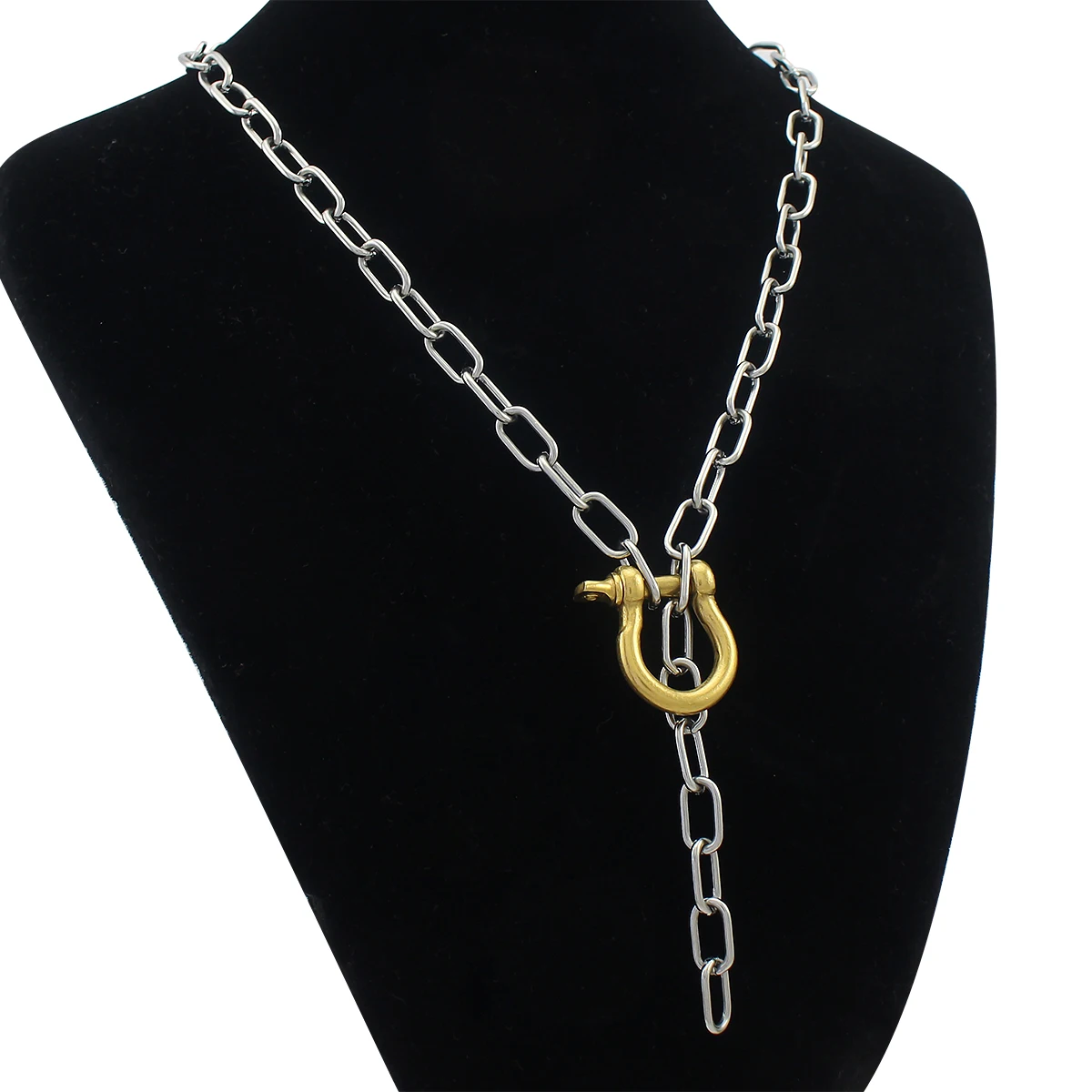 Золотая цепочка-чокер в стиле панк, серебряное ожерелье с Т-образным замком, серебряное ожерелье 55 см с Т-образным крестом, Золотое и серебряное ожерелье