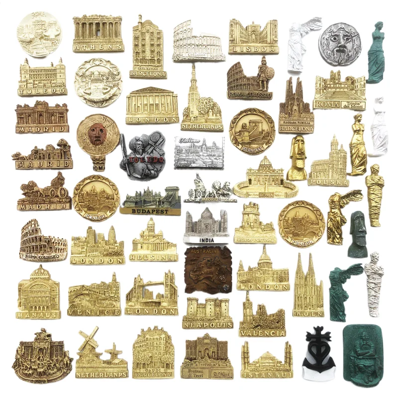 European countries around the world travel decorative arts and crafts antique resin painted magnet refrigerator sticker factory