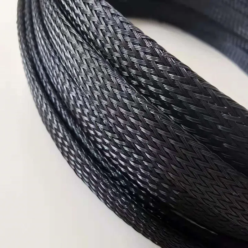 10mm expandable PET Black cable management sleeves Braided nylon cable Flame retardant nylon car wire harness protection sleeves