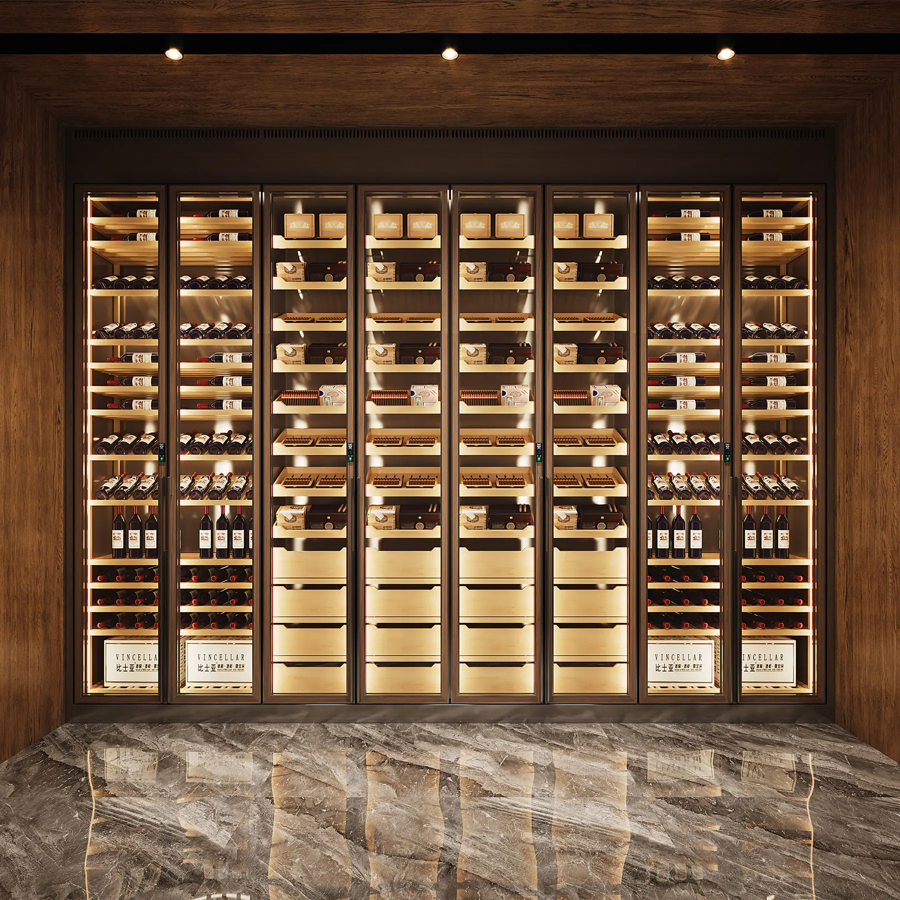 Stainless steel Commercial Bar Hotel Wine cabinet Villa Home Use Red wine coolers customizable Wine cellar