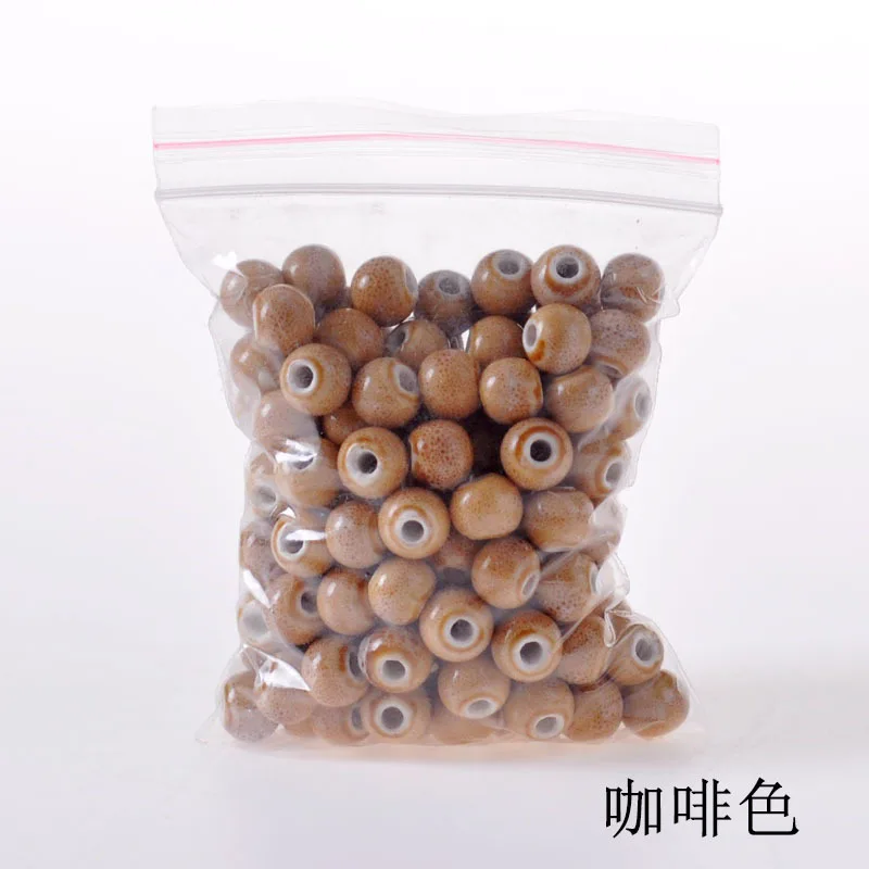 
8mm Round Flower Glazed Ceramic Beads DIY Jewelry Accessories 