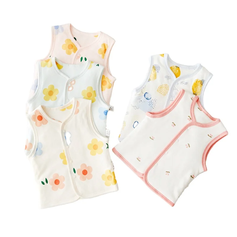 Children Cute Wholesale 100% Cotton Printed Clothes Rompers Newborn Vest Baby Boys Girls Waistcoat