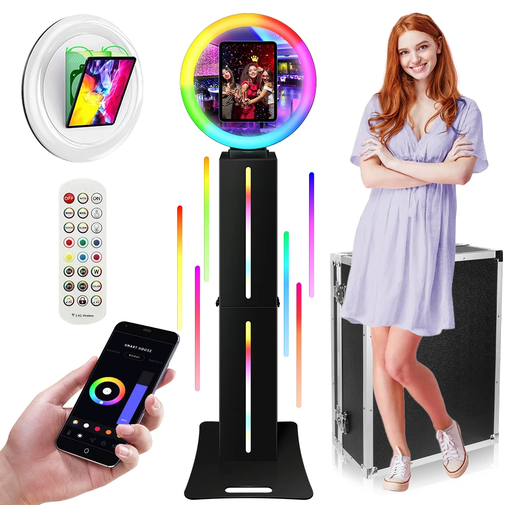 3-day shipping Wholesale Ring Light IPad Photobooth Machine Cheap Portable Seflie IPad Photo Booth Party Kiosk Rental