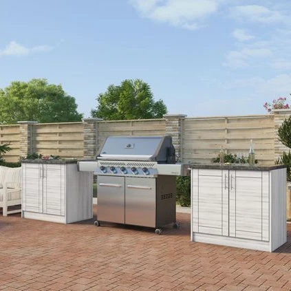 NICOCABINE High Quality Customized Lacquer Painted Grill Island Smart Outdoor Kitchen Cabinet  with BBQ Stove