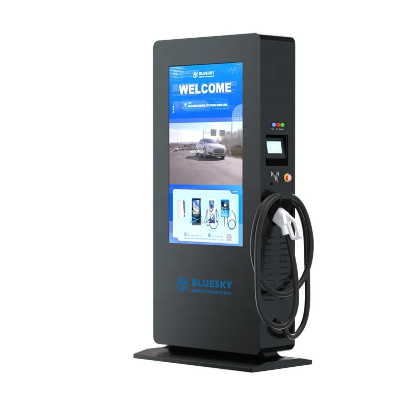 Bluesky 380v 60kw 120kw Electric Car Charging Station Fast Electric Car Dc Ev Charger Station with Advertising Screen For Car