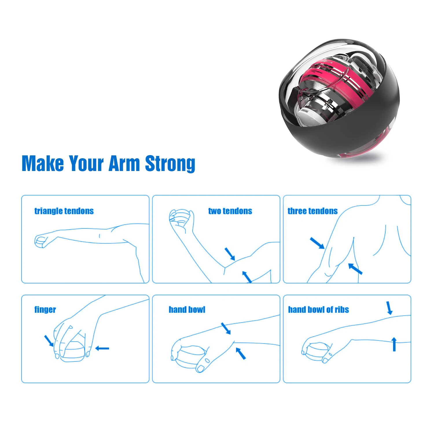 Factory Fitness Toy Arm Strengthener Wrist Exercise Power Gyro Roller Wrist Ball