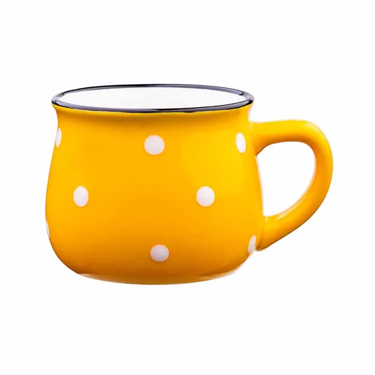 Wholesale Polky Dots printing cup custom coffee mugs ceramic cheap