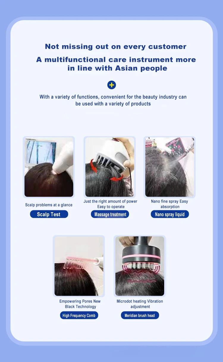 Top Hair Scalp Care Scalp Analyzer Machine promote Hair Growth Spry Gun High Frequency Massage Comb Hot Therapy For Home Use