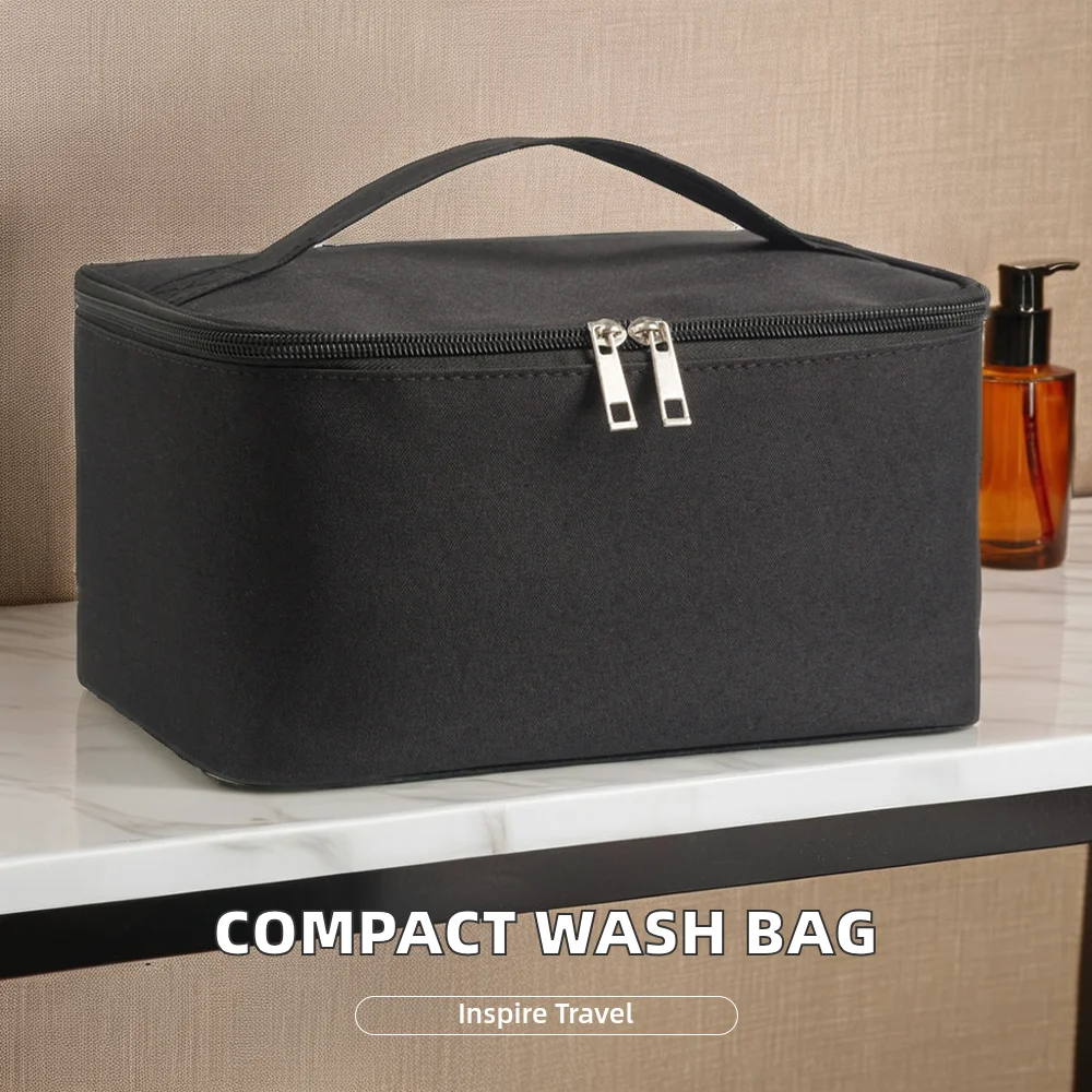 Large Capacity Cationic Portable Square Wash Bag Oxford Cloth Waterproof Outdoor Storage Cosmetic Bag for Makeup Travel Use