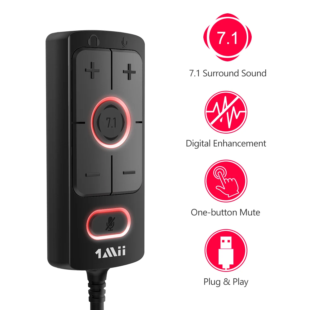 1 звуковая карта Mii S03 3 5 мм Интерфейс AUX Out и виртуальная AMP с объемным звуком 7 USB B для Windows