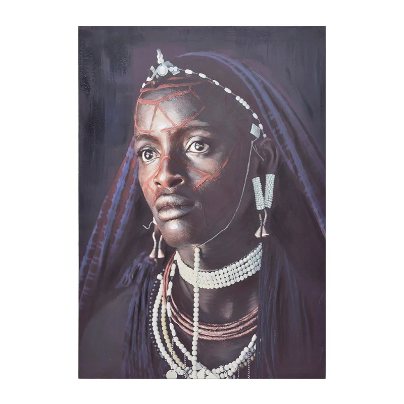Customized Canvas Wall Art African Black Women Artwork 70X100X3cm
