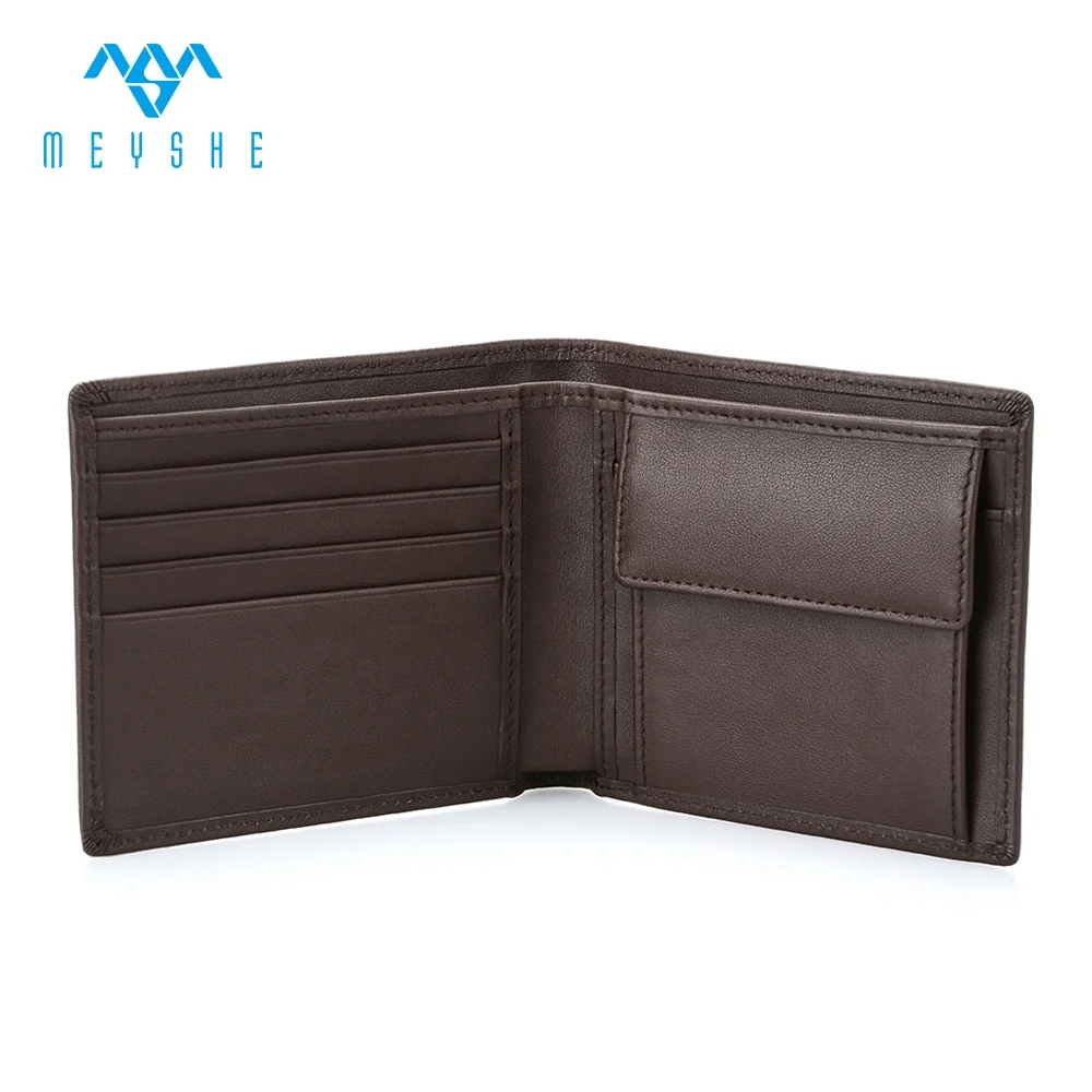 Custom Genuine Leather Business RFID Blocking Wallet Coin Pocket Cardholder For Men With Logo Top Grain Leather
