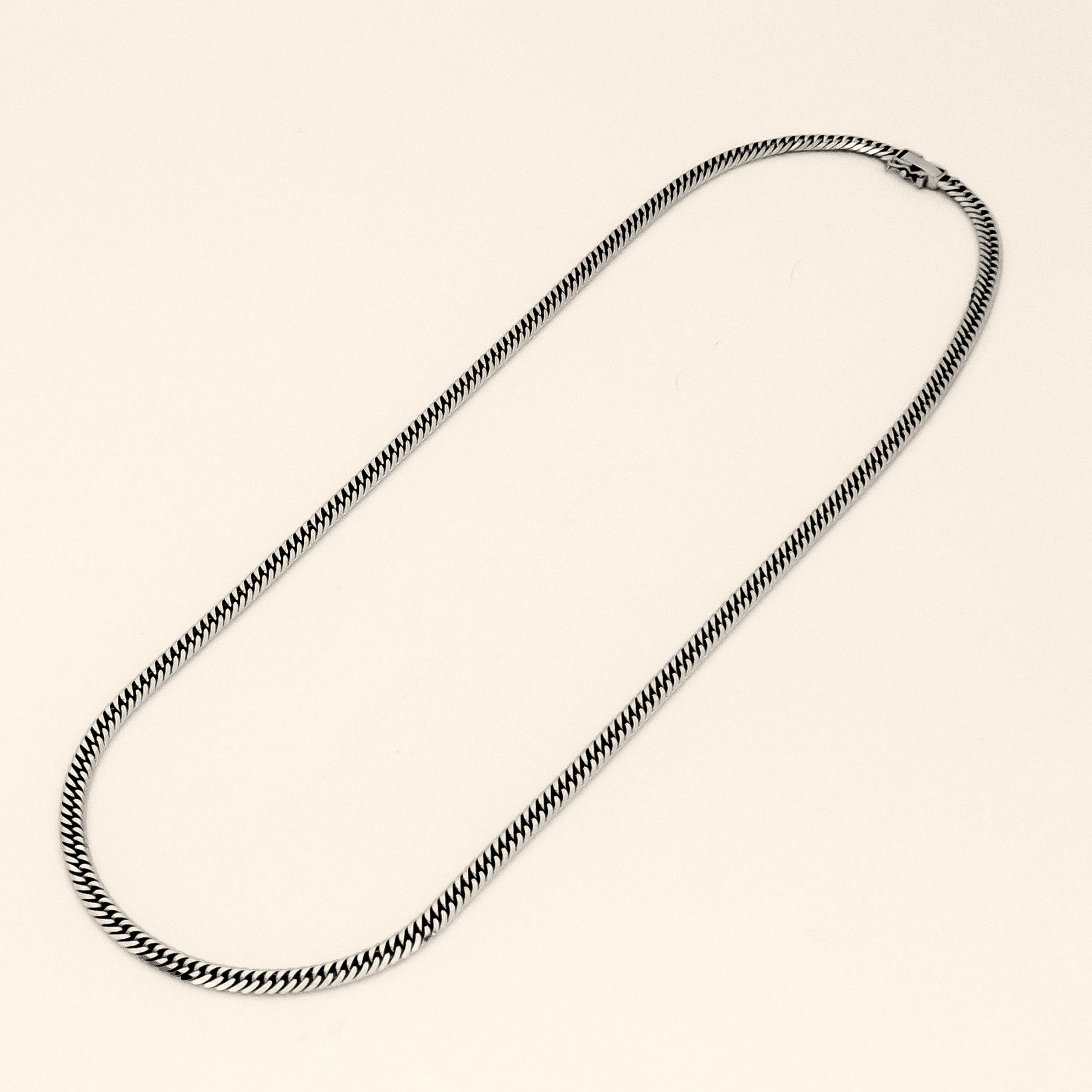 
Pt850 6 Sides cut double curb chain 50cm 30g shiny jewelry women necklace 