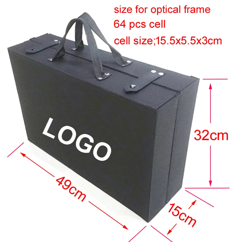 
64 pieces optical frame high quality ready stock portable packaging eyeglasses display cases Glasses Suitcase 