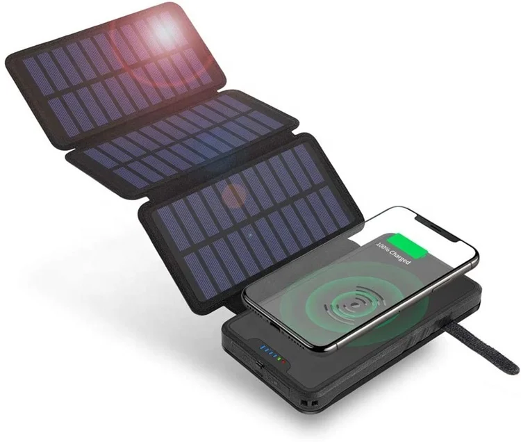Солнечное зарядное устройство с двумя портами USB Power Bank 20000 мАч водонепроницаемый аккумулятор Внешняя портативная солнечная панель со светодиодной
