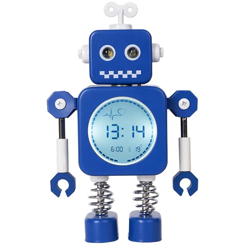 Metal Robot Desk & Table Decoration Bedside Wake Up Light Sunrise Alarm Clock For Kids