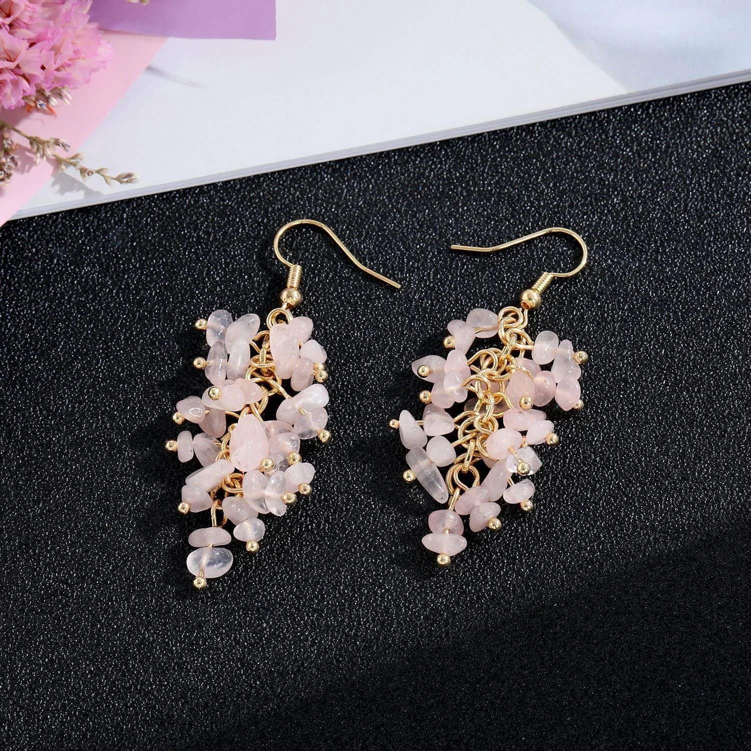 Irregular Natural Gemstone Chip Stone Small String Amethyst Healing Crystal Quartz Earrings for Fashion Jewelry
