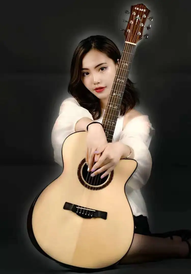 Geake S-600AC High-End Handmade Acoustic Electric Guitar High-Gloss Solid Spruce with Mahogany Rosewood Sides Wholesale Service
