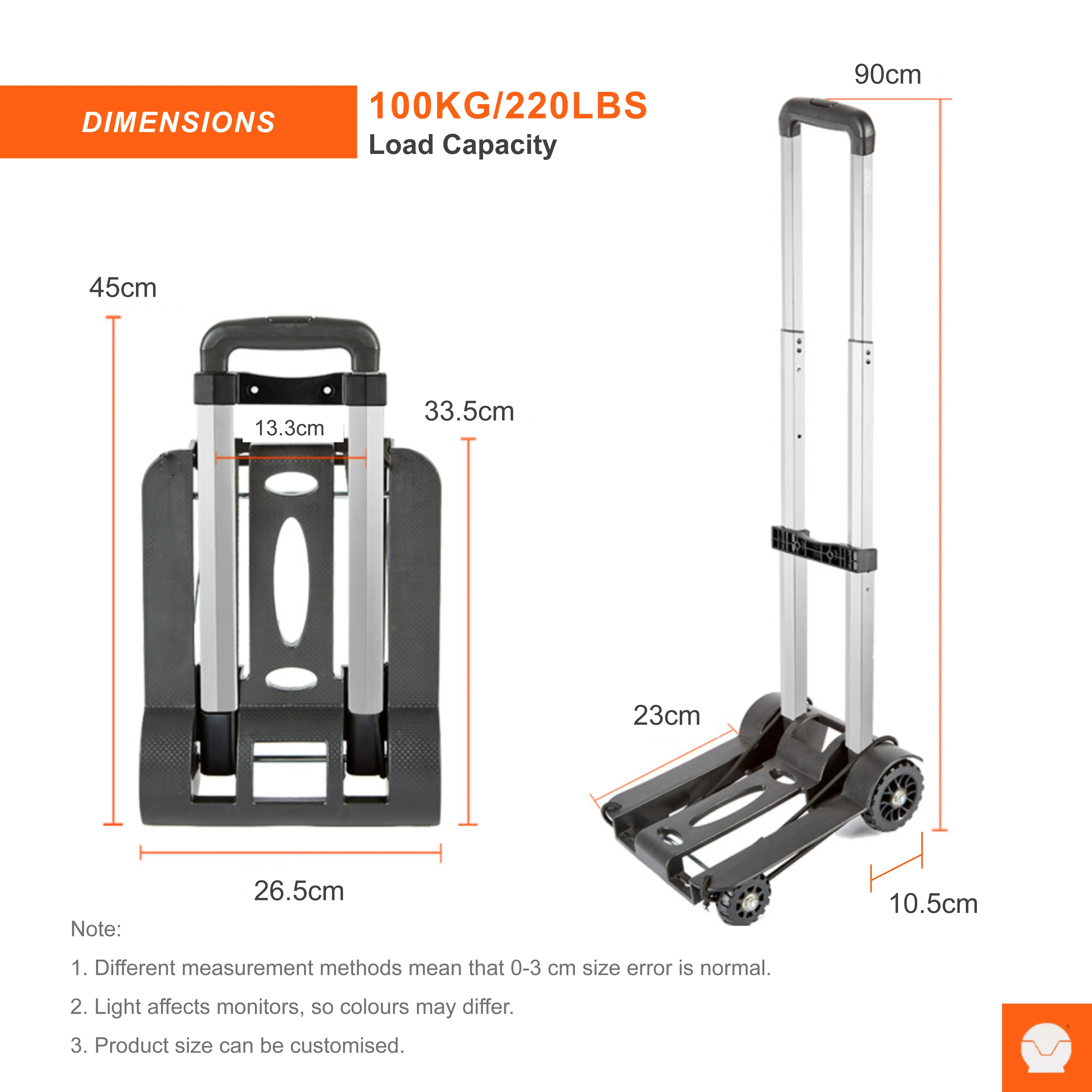 PP plastic Mini Foldable Trolley Holds 220 Pounds Portable Easy Maneuverability Airport Travel Car Seat Travel Cart