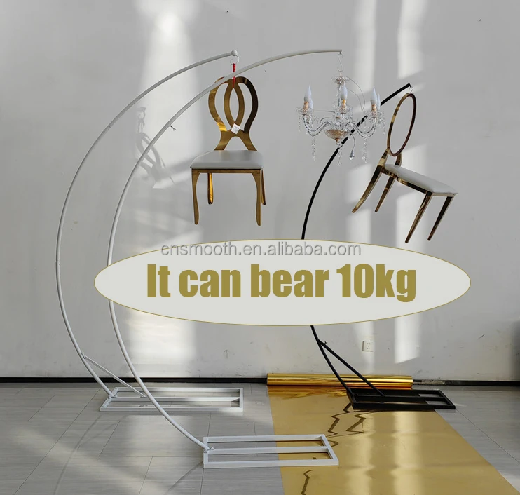 Wedding Hanging Light Chandelier Stand Frame Decoration Black Metal Crafts Backdrop Chandelier Stand With Light Half Moon