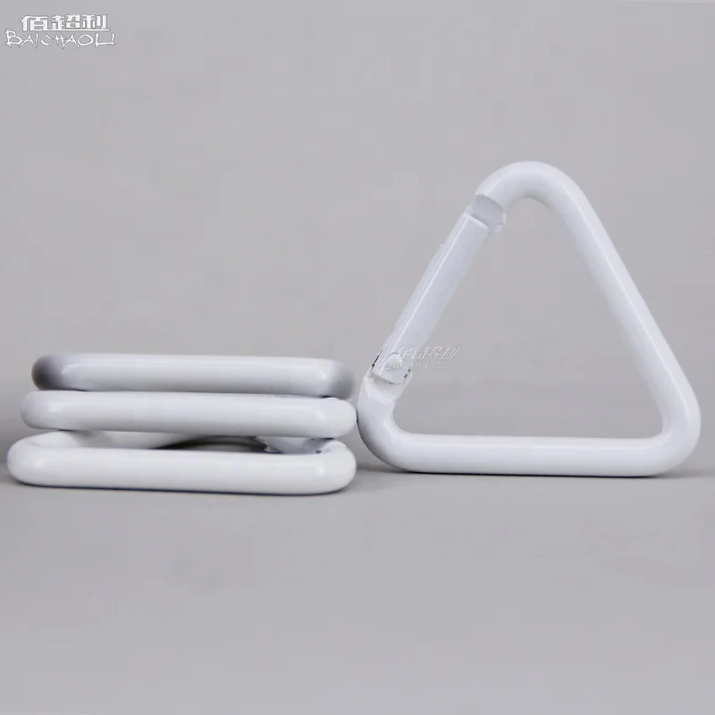 baichao 5# white triangle Aluminum alloy Logo can be customized  spring hook carabiner