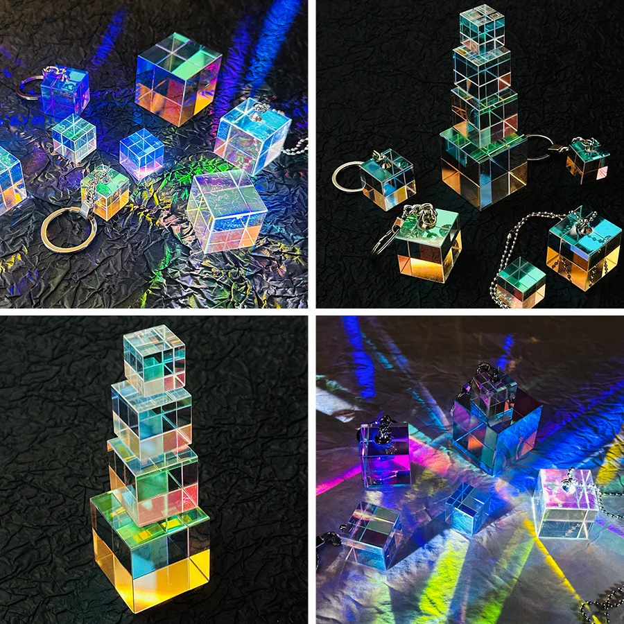 Настраиваемые кристаллические изделия с покрытием X-cube световые оптические окрашенные кристаллы комбинированные кубические призмы
