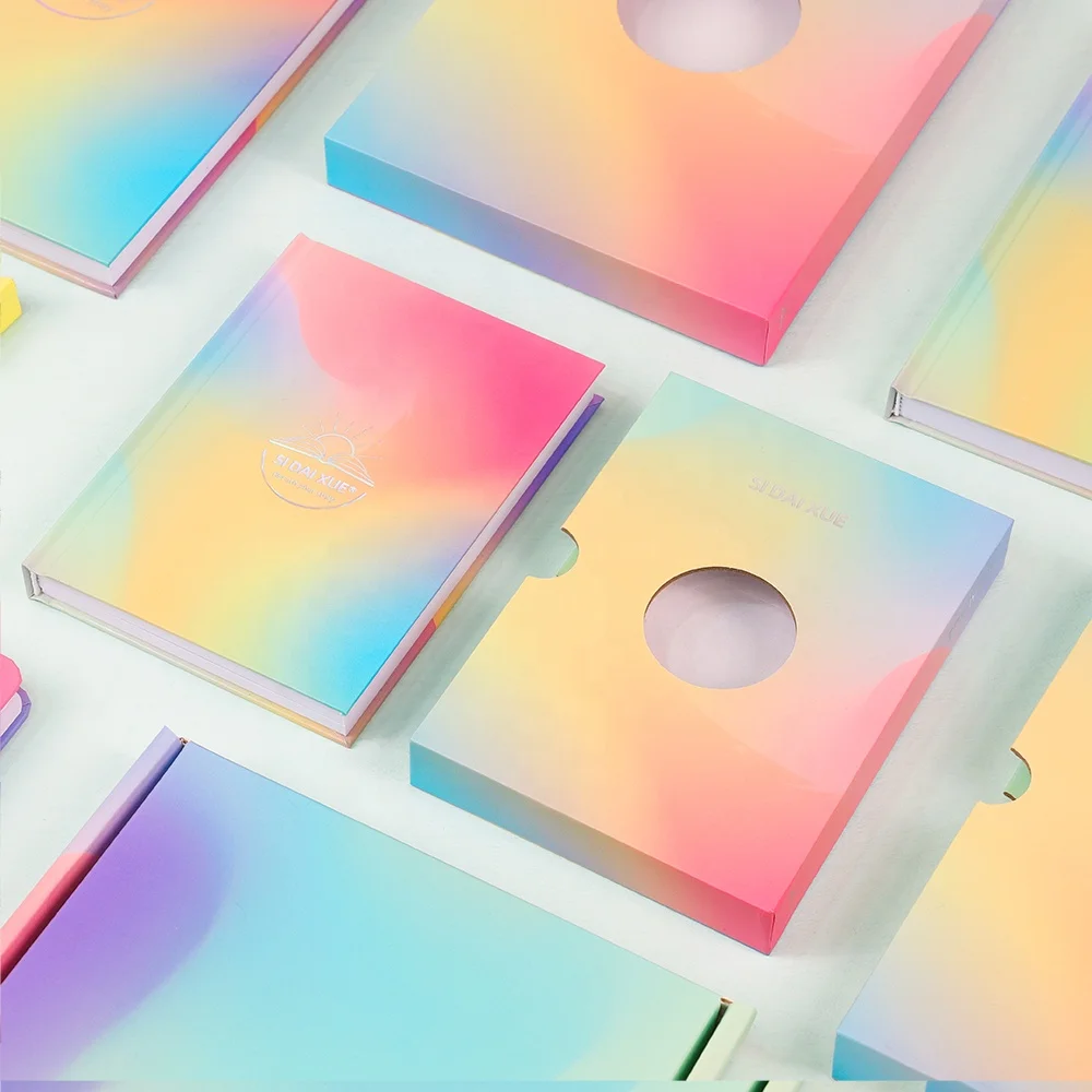 Colorful Notebook Set Customized Hardcover Daily Planner Notebook with Holographic Logo