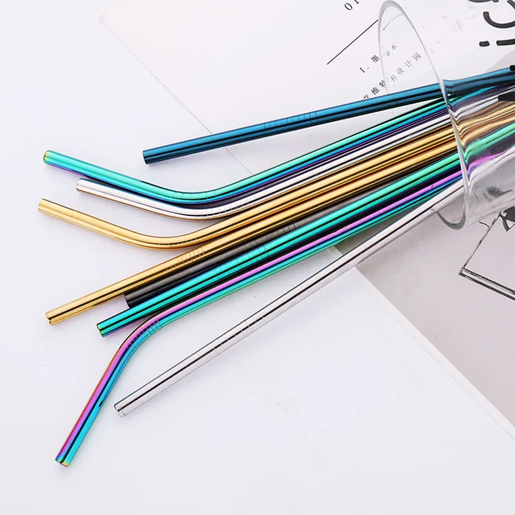 Reusable Straight Stainless Steel Metal Straw with Silicone Tips