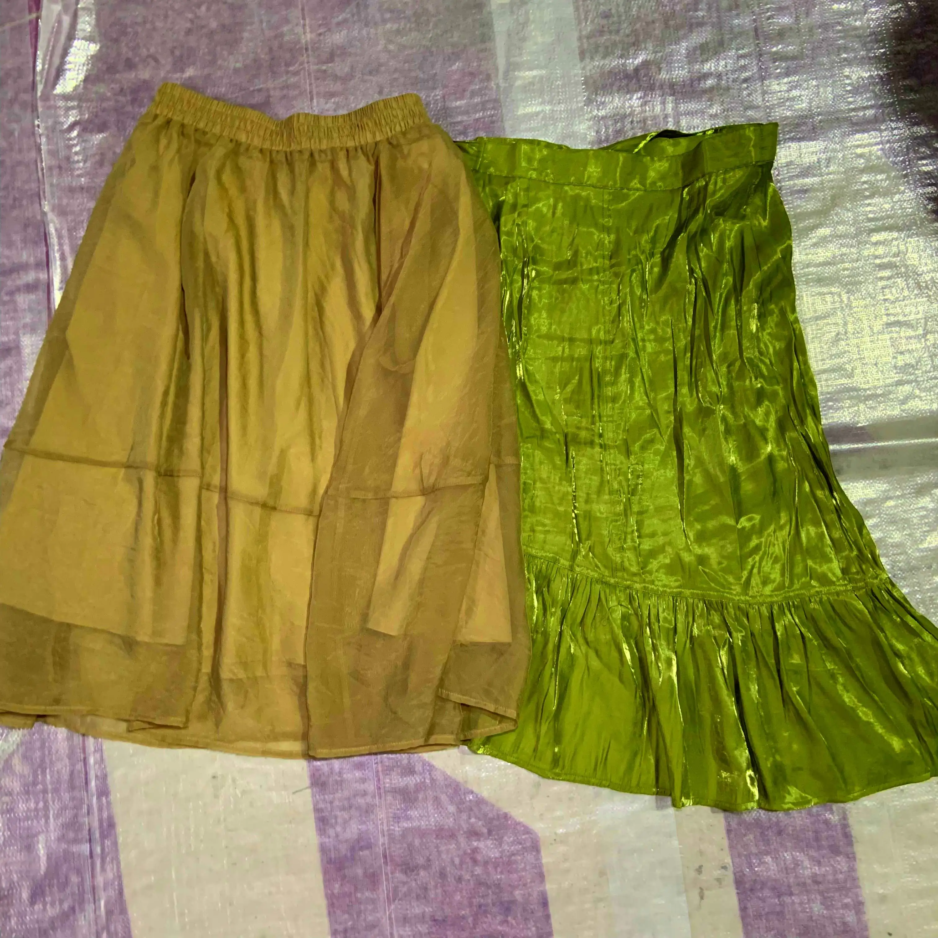 Wholesale factory used hot sale comfortable long summer  A-Link high waist silk skirt casual clothing for lady