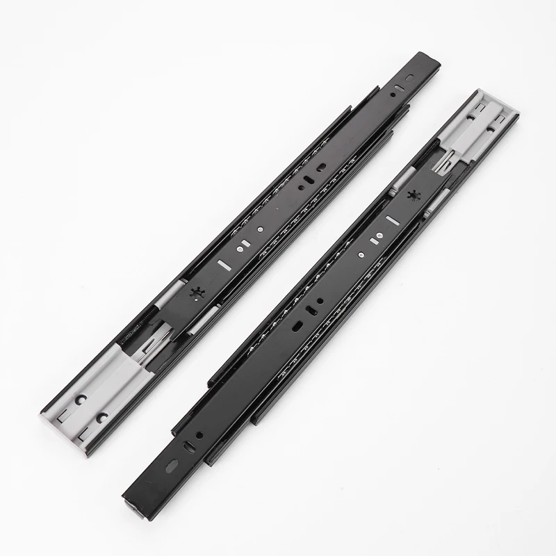 Jieyang 45mm 3 Fold Full Extension Heavy Duty Telescopic Rail Soft Close Ball Bearing Drawer Slide
