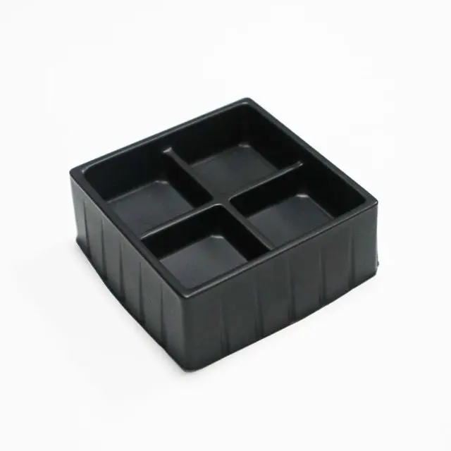 Food Grade Clamshell Tray Pets Black Plastic Blister Rectangular Cavity Tray Sushi Snacks Candies Bread Packaging Made PP PVC PS