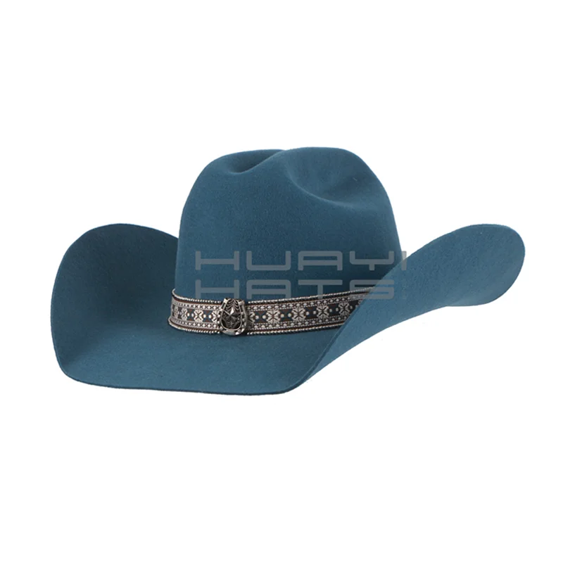 Huayihats Custom Brown Luxury Fashion Wool Felt Cowboy Hat For Adult Casual Travel