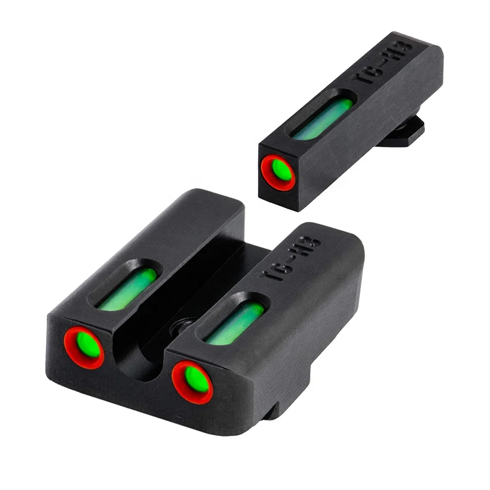 
Red Green Fiber Optic Sight Front & Rear Front with Combat Rear Sights Focus-lock for Glock 17 19 PISTOL 