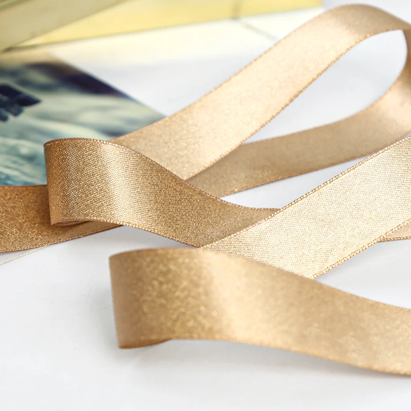 Double-sided satin ribbon best quality polyester double face satin ribbon for wholesale glitter gold satin ribbon