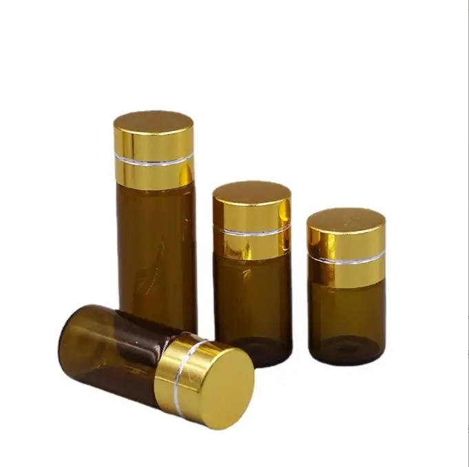 Cosmetic serum 1ml 2ml 3ml 4ml 5ml mini sample clear glass vials test bottle with plug and gold cap