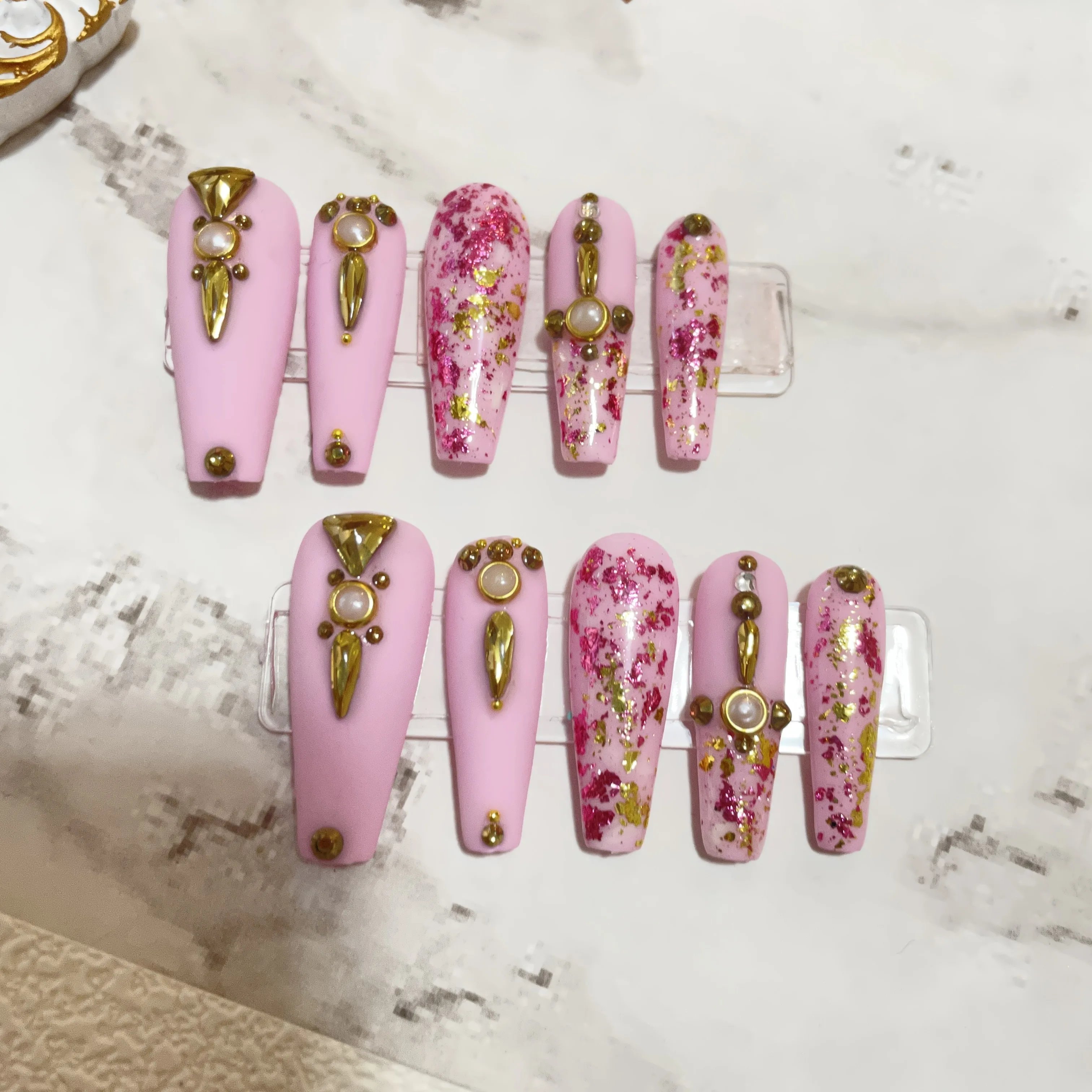H662  wholesale press on nails xl private label  Newest Rhinestones glitter press on nails