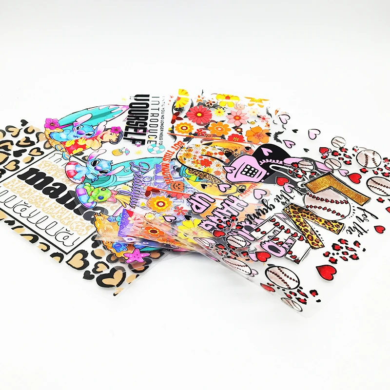 high quality cartoon character design kt printing transfers stickers waterproof uv dtf wraps for 16oz cups