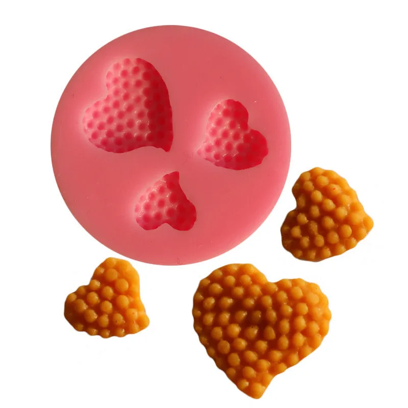 Силиконовая форма в форме шоколадного сердца с 3 отверстиями, 3d форма для украшения торта, «сделай сам», кухня