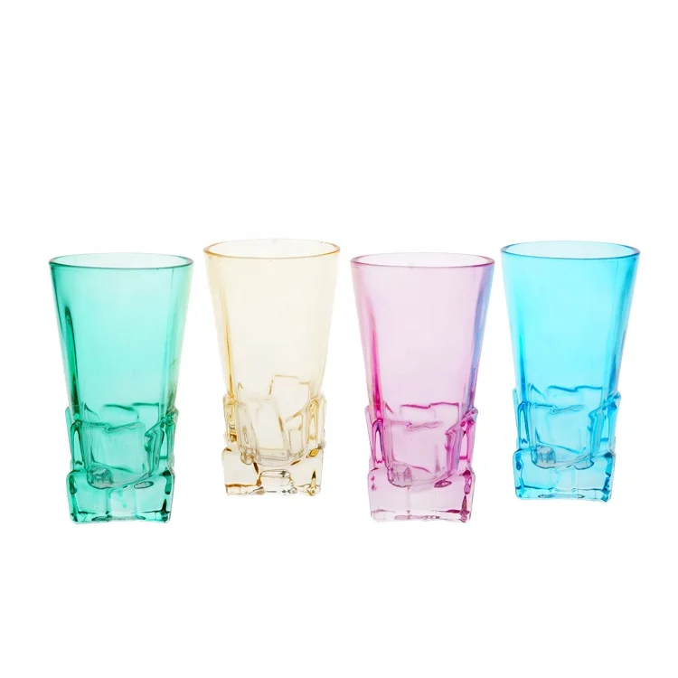 set of 4 crystal soda lime glass cup set with color